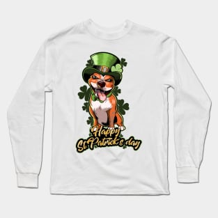 Pit Bull St Patricks Day Cute Leprechaun Dog Long Sleeve T-Shirt